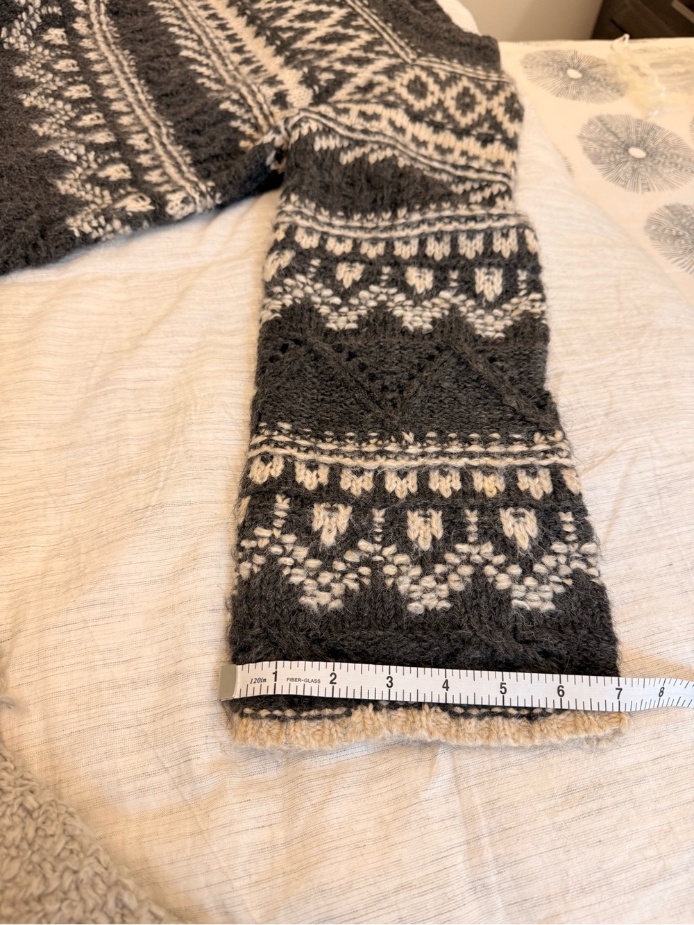 Sanctuary Cozy Fair Isle Knit Sweater in Charcoal & Cream EUC - Picture 9 of 10